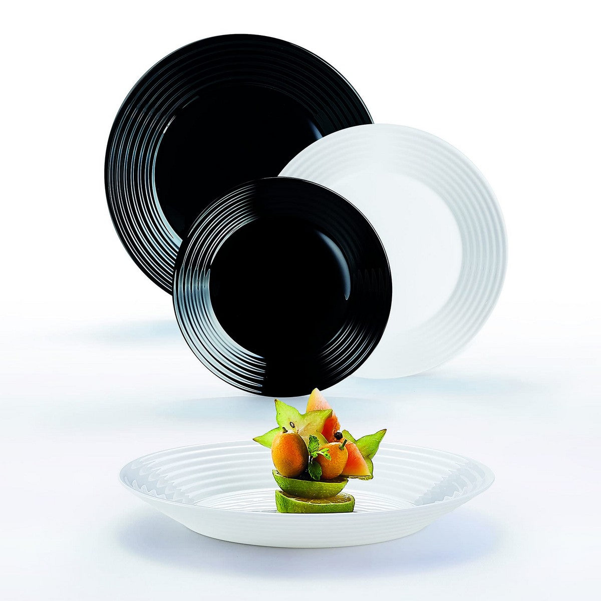 Tableware Luminarc 1900 White/Black Glass 18 Pieces