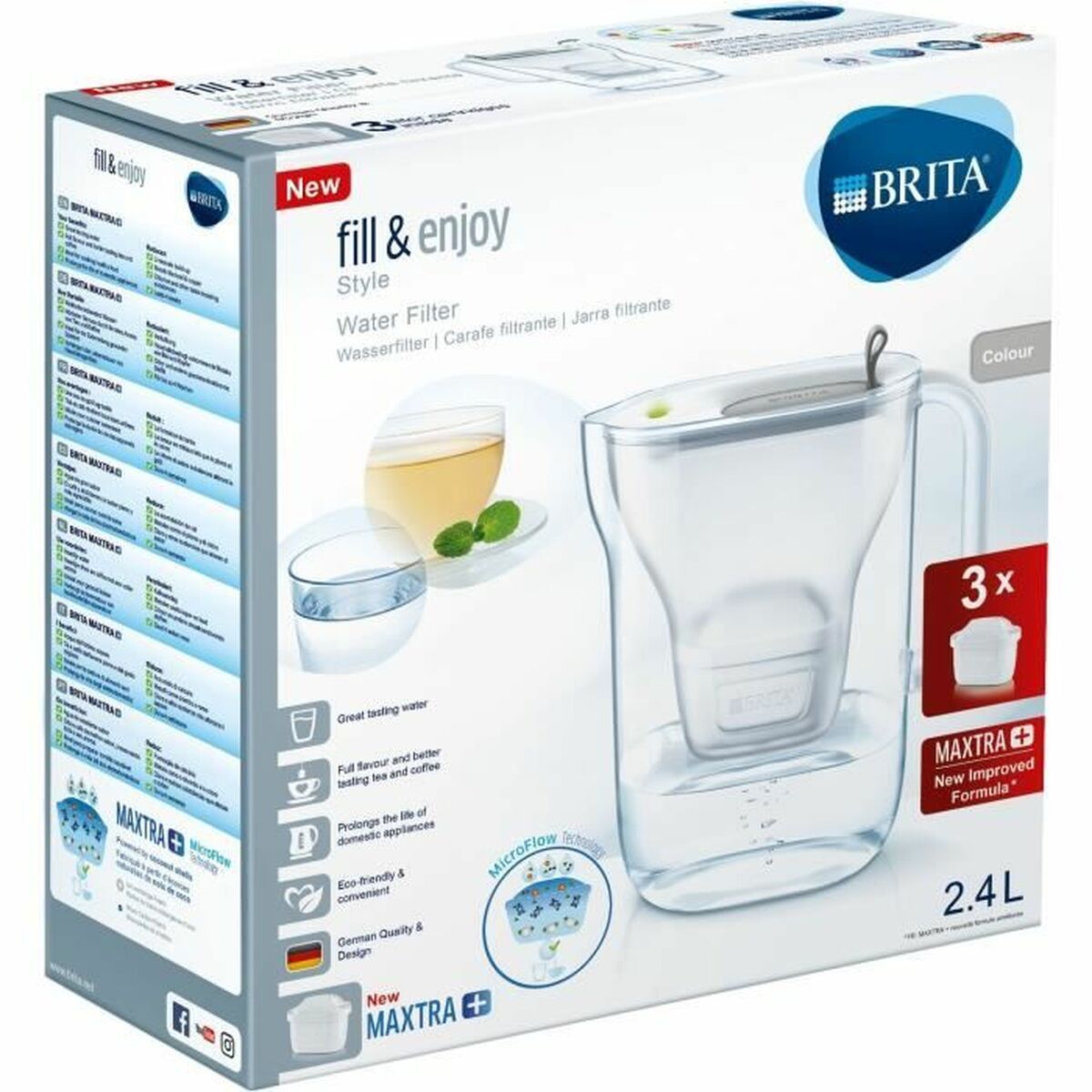 Kruik met Filter Brita Grijs Plastic 2,4 L