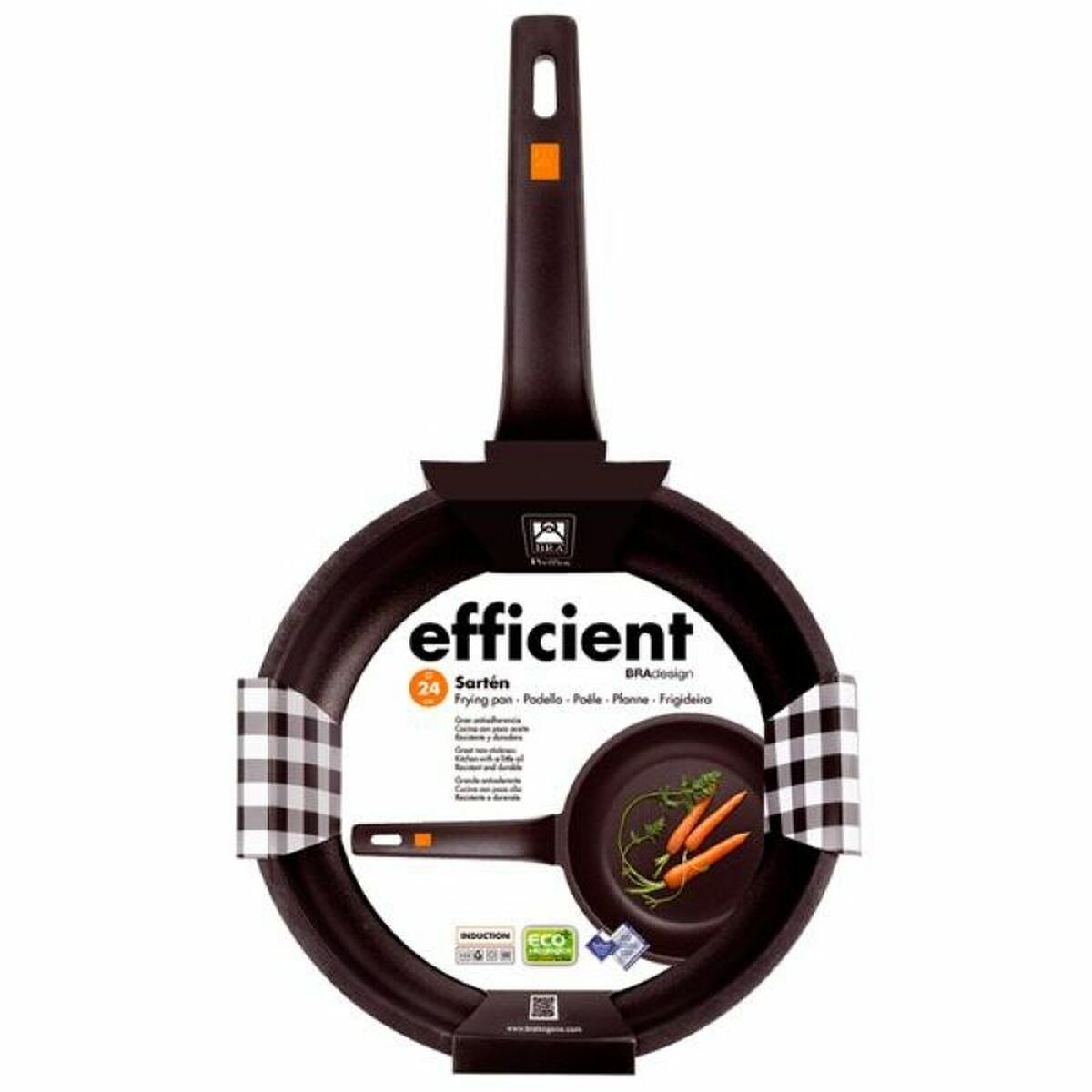 Sauteeing pan BRA Sartén Efficient Ø 26 cm Black Aluminium