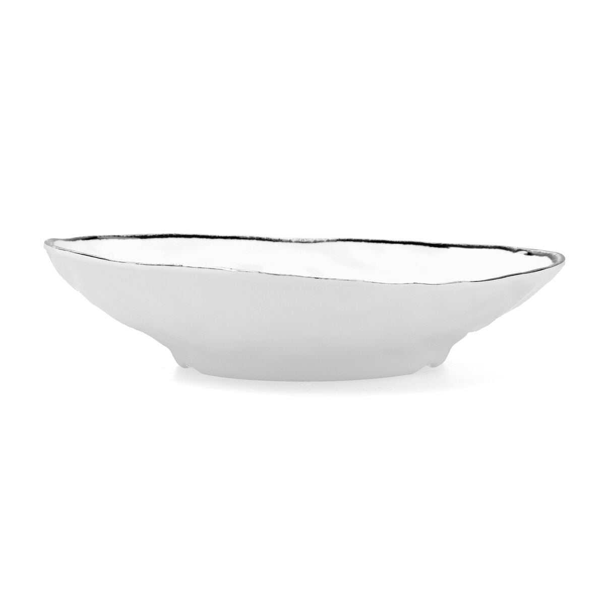 Assiette plate Quid Select Filo Blanc Noir Plastique Triangulaire 26 x 21 x 5,9 cm (9 Unités)