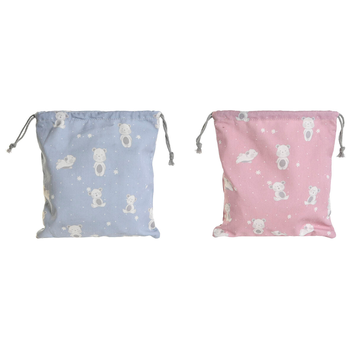 Sac DKD Home Decor Bleu Blanc Rose osos 24 x 2 x 26 cm (2 Unités)