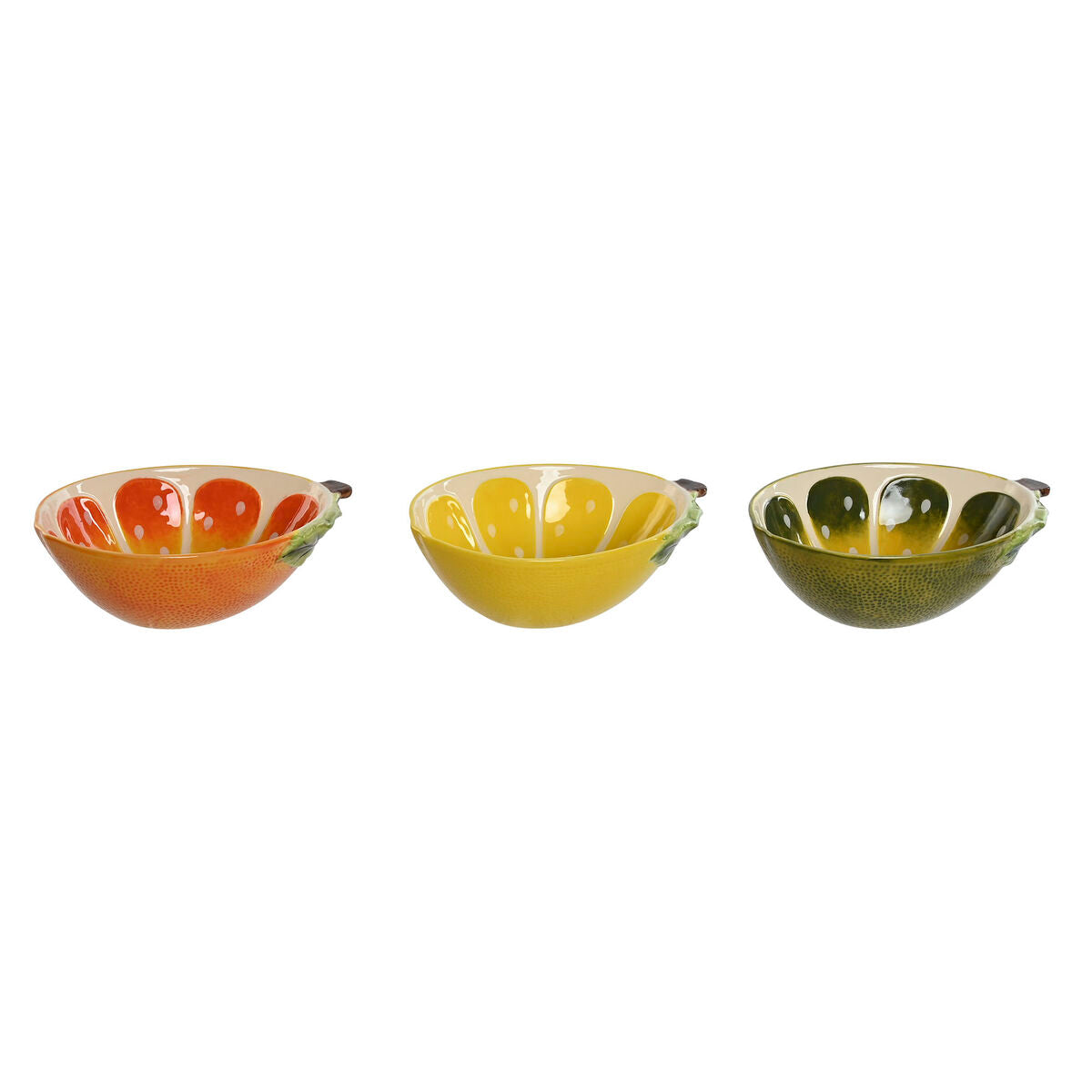 Bol pour Apéritifs Home ESPRIT Jaune Vert Grès Citron 23,5 x 17 x 7,5 cm (3 Unités)