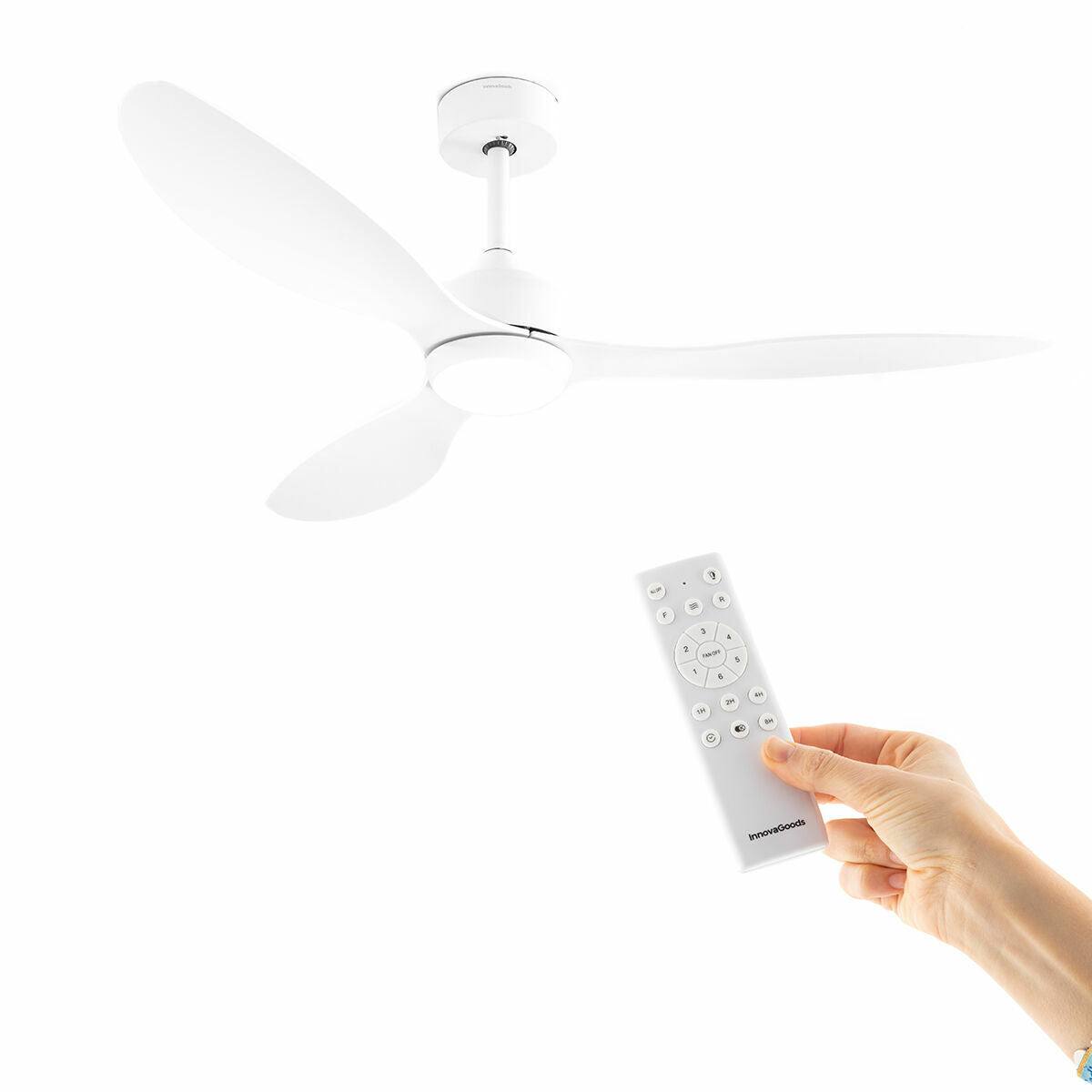 Ventilateur de Plafond avec Lumière LED et 3 Pales ABS Flaled InnovaGoods Blanc 36 W 52" Ø132 cm