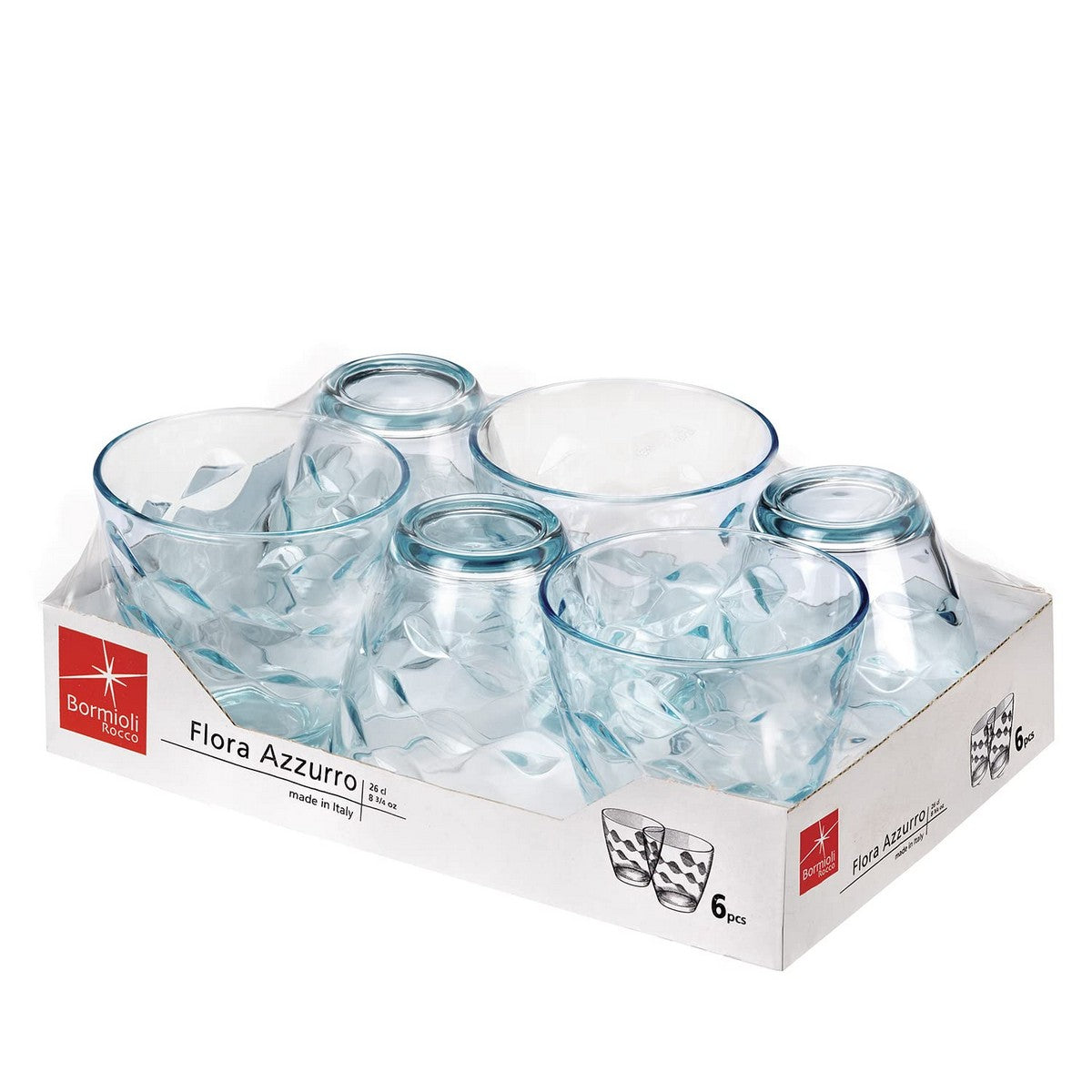 Glazenset Bormioli Rocco 6 Stuks Blauw Glas (260 ml)