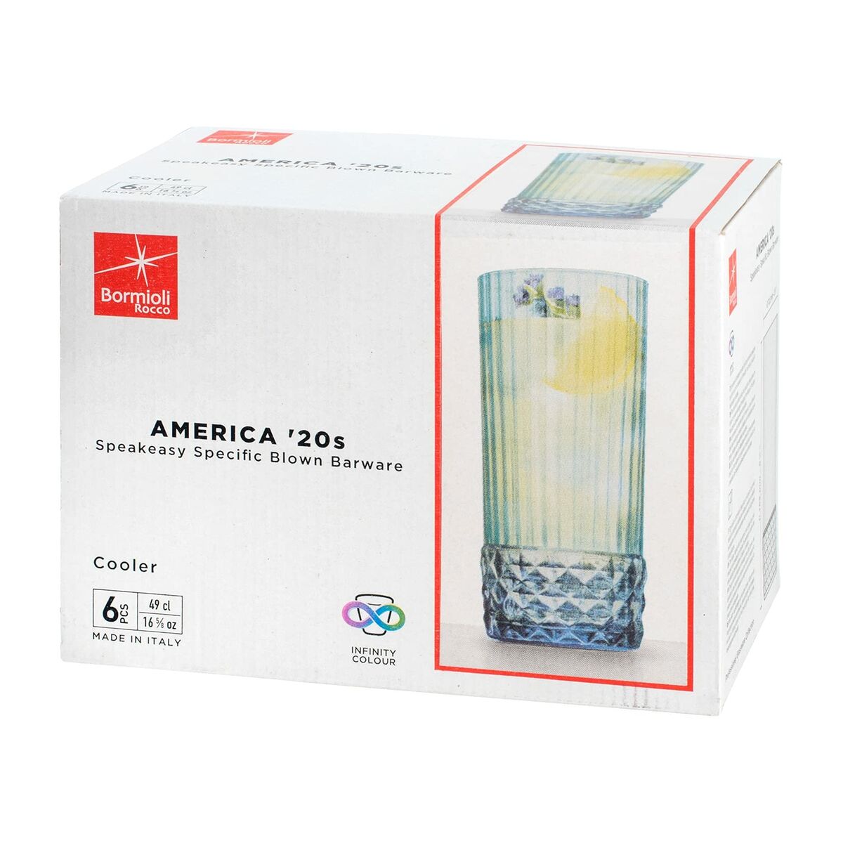Glazenset Bormioli Rocco America'20s Blauw 6 Stuks Glas (490 ml)