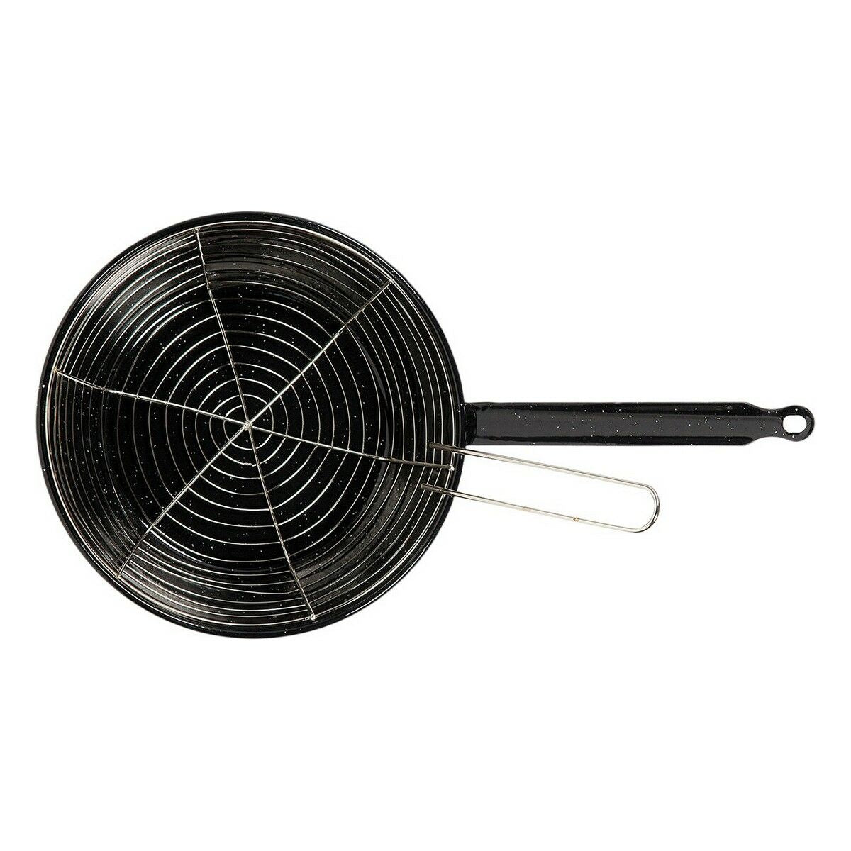 Poêle à frire avec panier Vaello Noir Acier émaillé (Ø 24 cm)