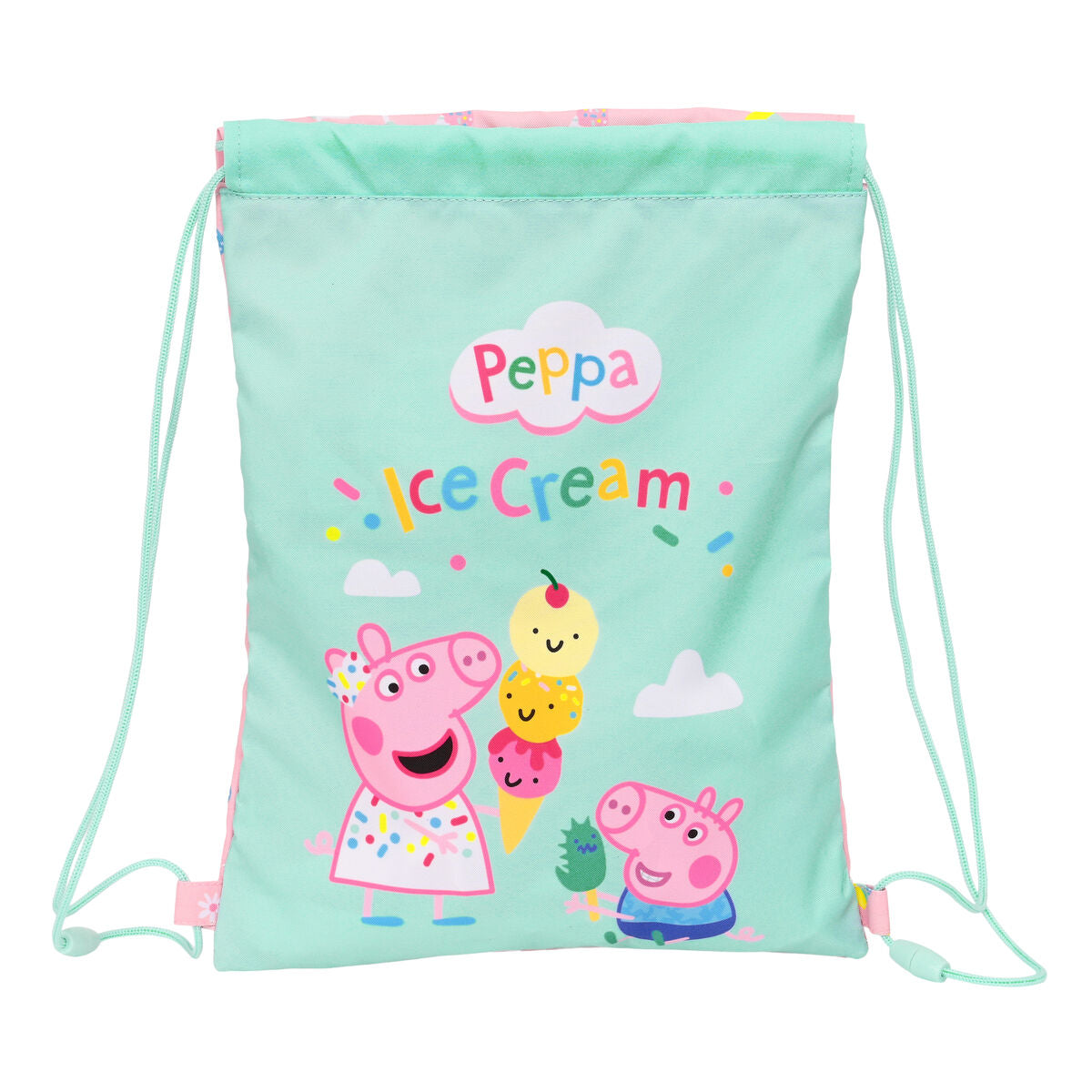 Sac à dos serré par des ficelles Peppa Pig Ice cream Rose Menthe 26 x 34 x 1 cm