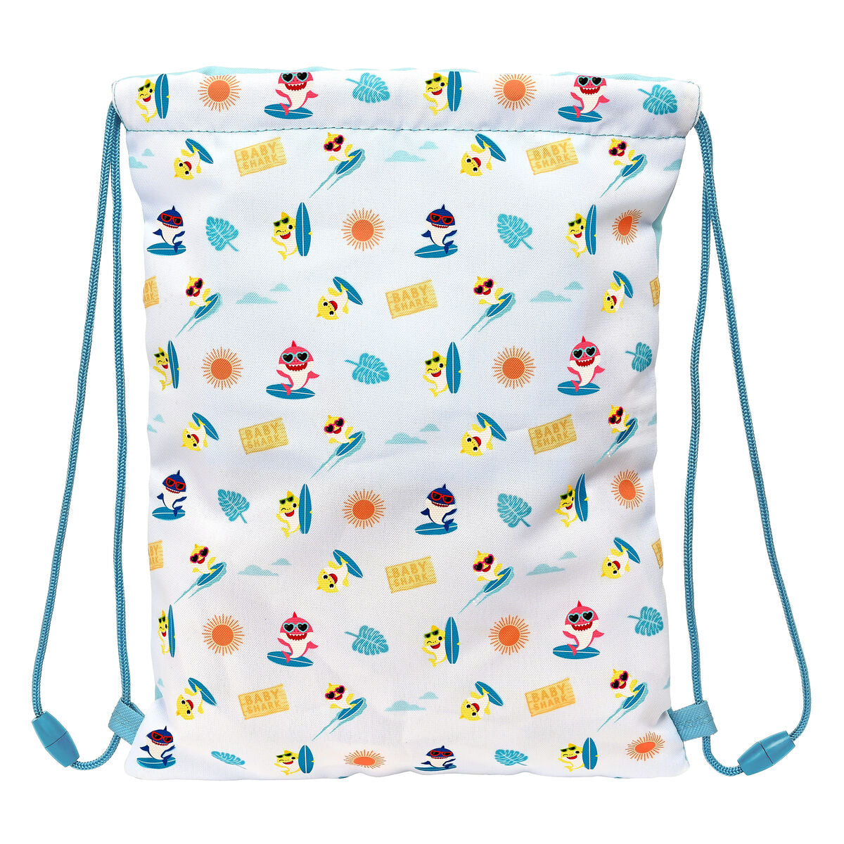 Sac à dos serré par des ficelles Baby Shark Surfing Bleu Blanc 26 x 34 x 1 cm