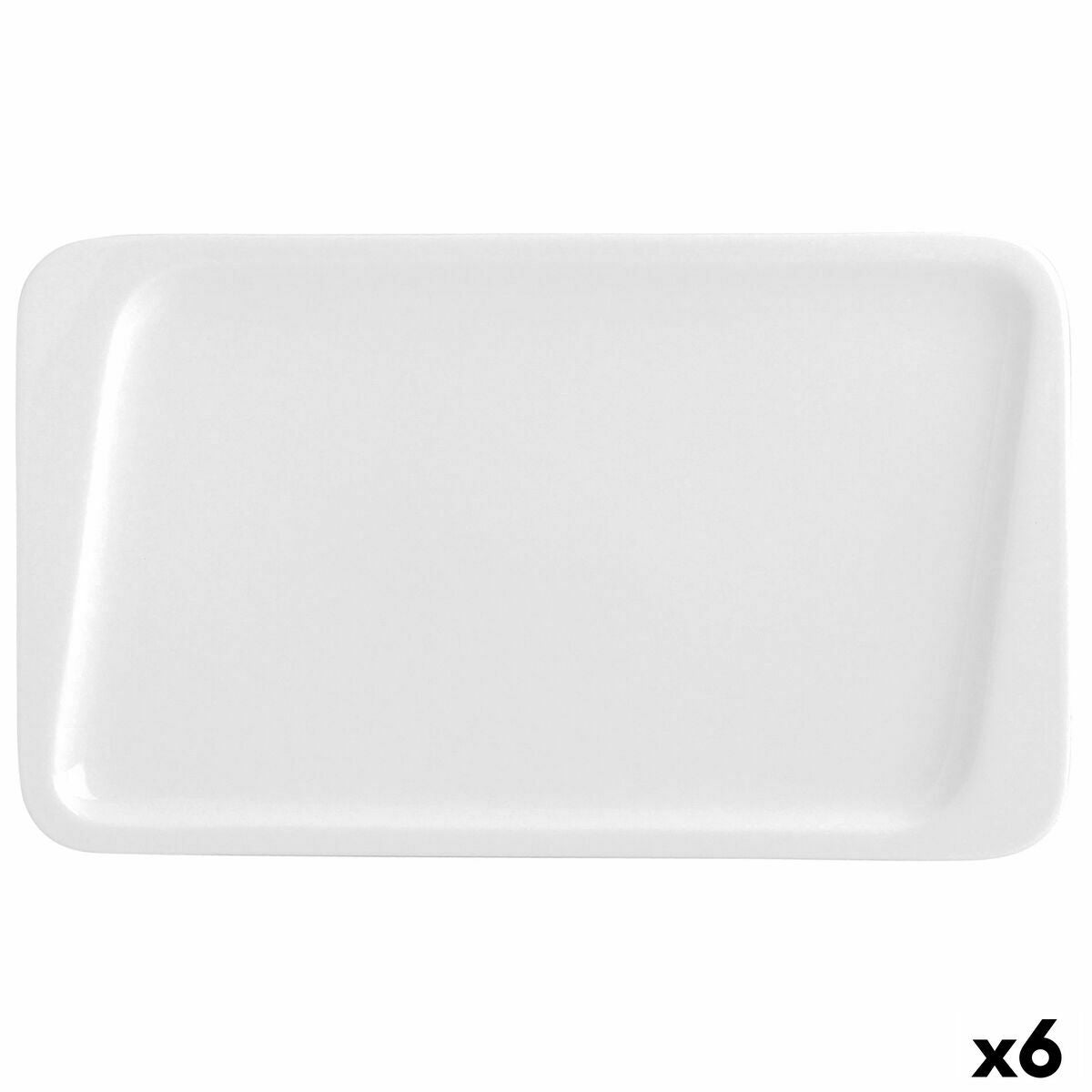 Flat plate Quid Chef Ceramic White 30 x 18 cm (6 Units) (Pack 6x)