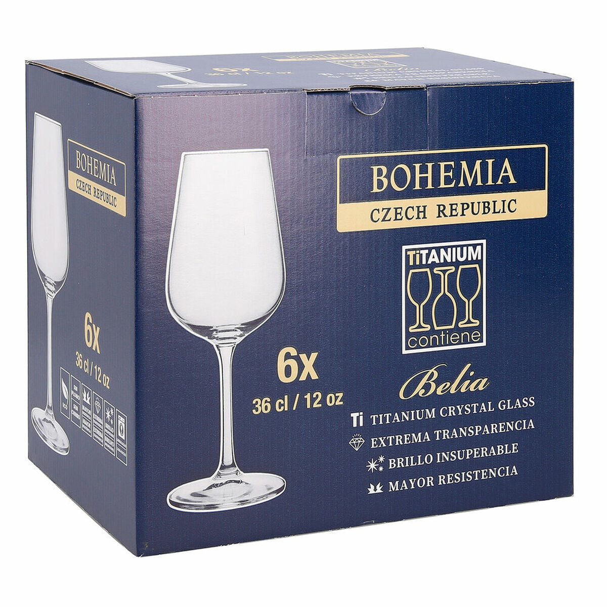 Wine glass Bohemia Crystal Belia Transparent 6 Pieces 360 ml