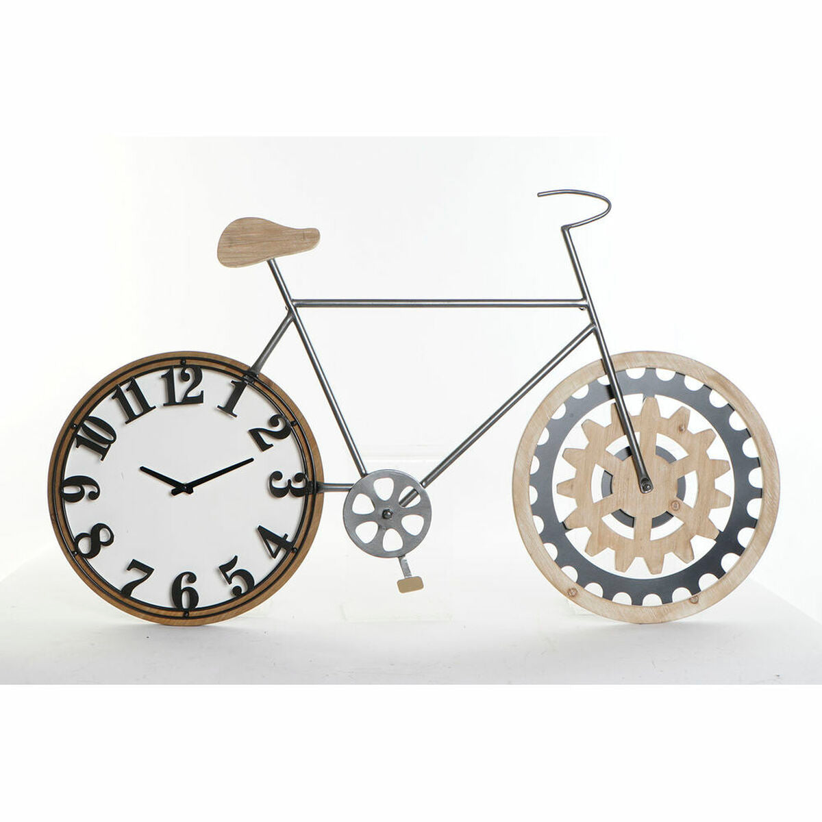 Horloge Murale DKD Home Decor 108 x 6,4 x 63,5 cm Naturel Noir Bicyclette Métal Bois MDF