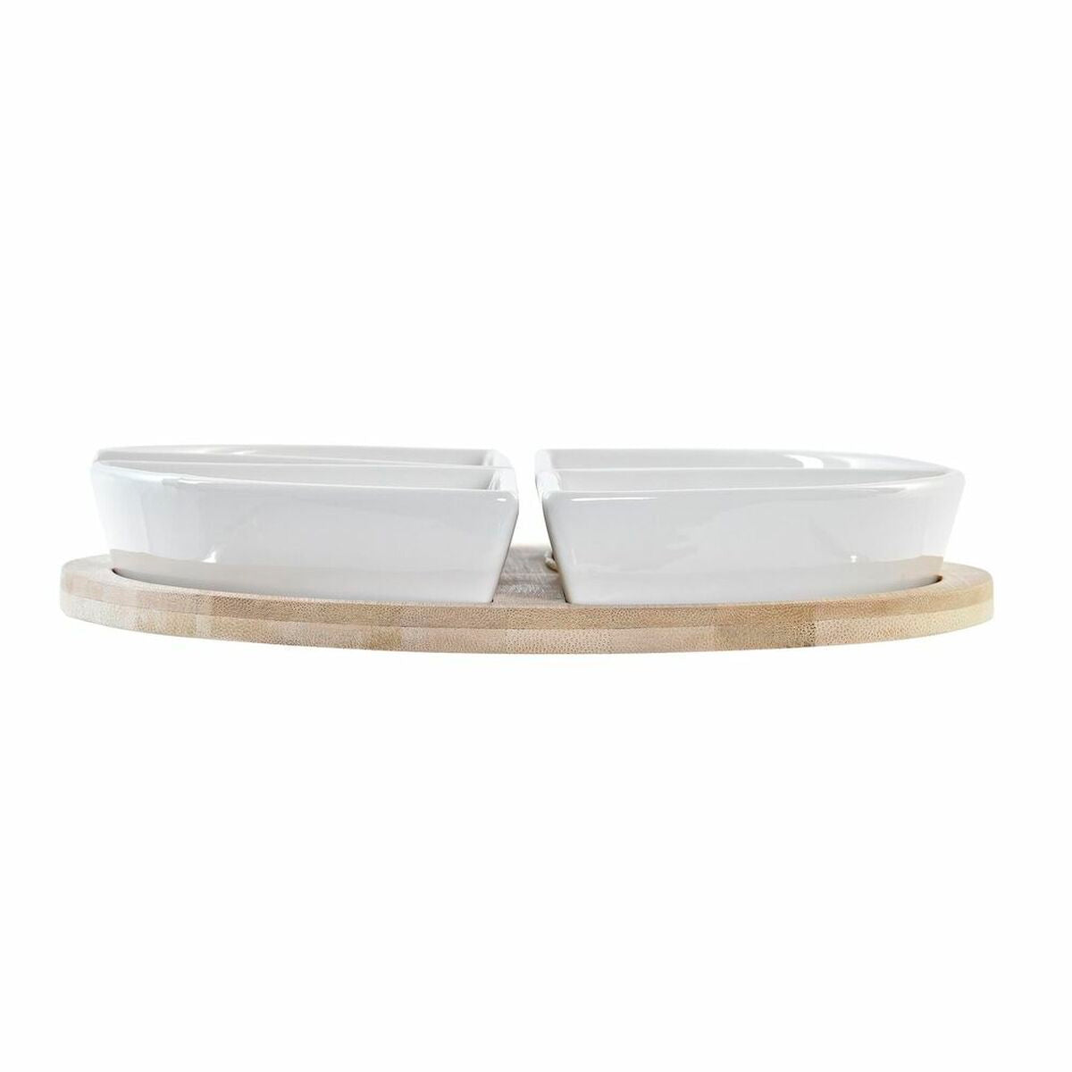 Appetizer Set DKD Home Decor White Multicolour Natural Bamboo Stoneware Tropical 21,5 x 21,5 x 1 cm (5 pcs)