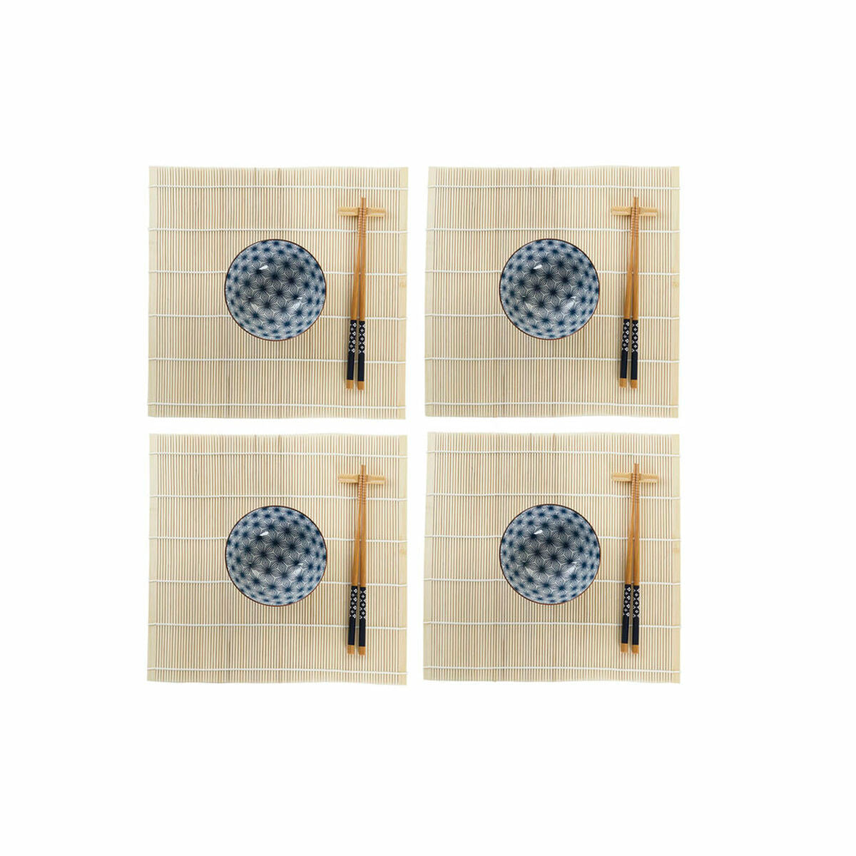 Sushi-set DKD Home Decor 14,5 x 14,5 x 31 cm Blauw Keramiek Orientaals (16 Onderdelen)