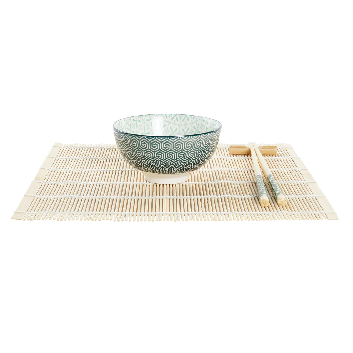 Sushi Set DKD Home Decor 14,5 x 14,5 x 31 cm Green Stoneware Oriental (16 Pieces)