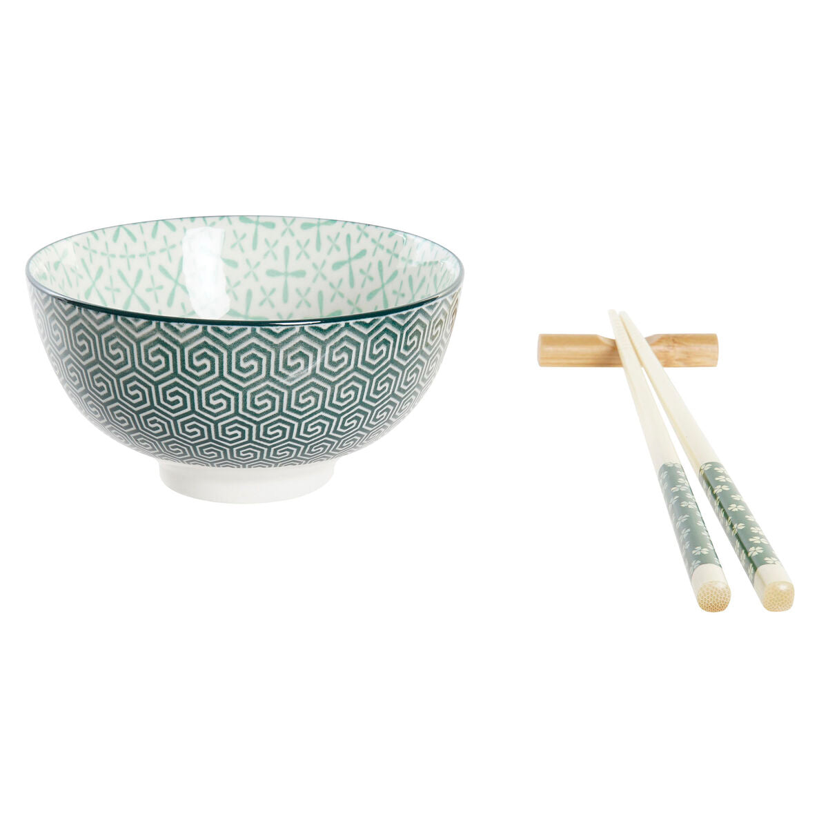 Sushi Set DKD Home Decor Bamboo Stoneware White Green Oriental 30 x 21 x 7 cm (6 Pieces)