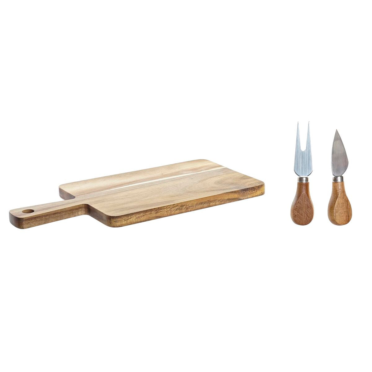 Snijplankset DKD Home Decor 2 messen Roestvrij staal Acacia 34 x 16 x 3,2 cm (2 Stuks) (3 pcs)