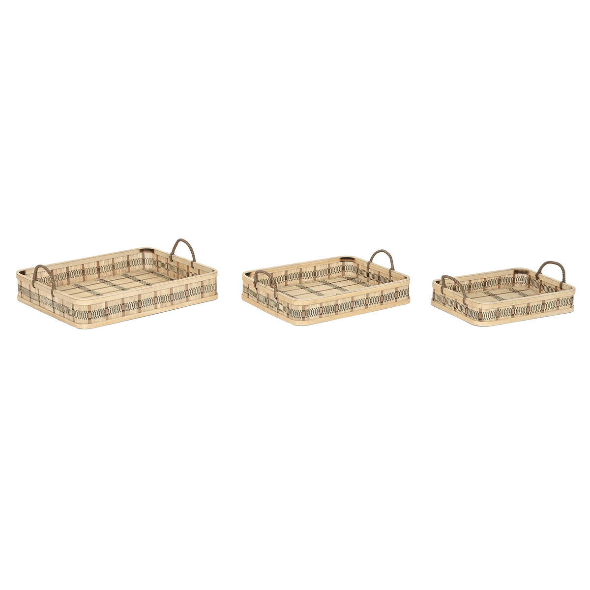 Set van trays DKD Home Decor Natuurlijk Lichtbruin Stads (54 x 43 x 9 cm) (3 Stuks)