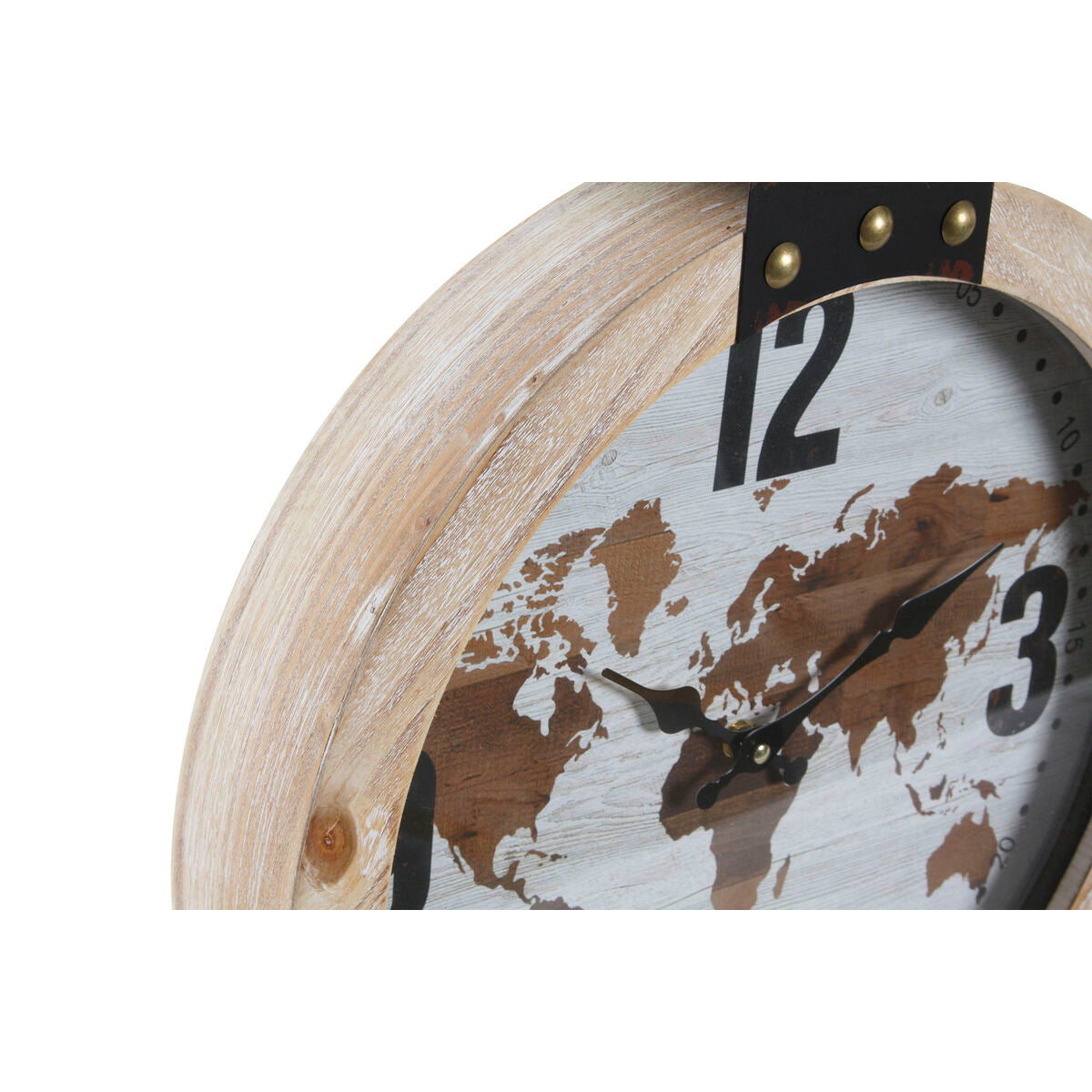 Horloge Murale DKD Home Decor 40 x 4 x 54 cm Verre Fer Bois MDF Mappemonde (2 Unités)