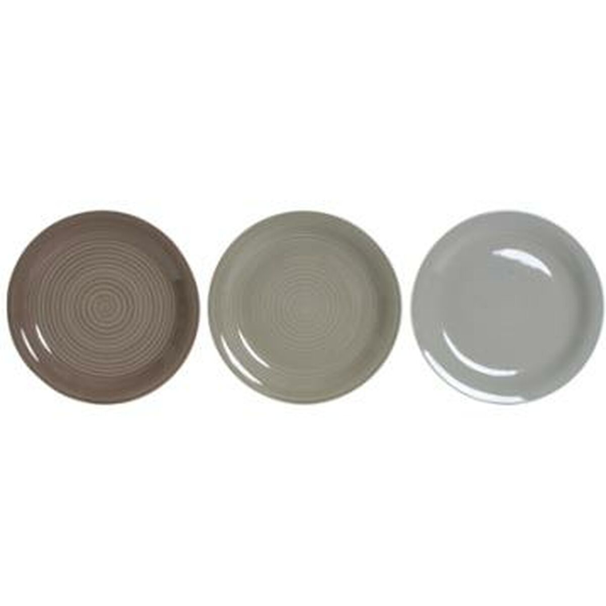 Assietes DKD Home Decor Marron Gris Grès 18 Pièces 26,5 x 26,5 x 3 cm