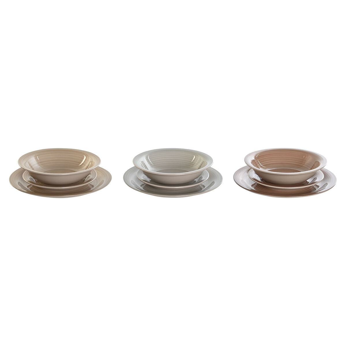 Assietes DKD Home Decor Marron Gris Grès 18 Pièces 26,5 x 26,5 x 3 cm