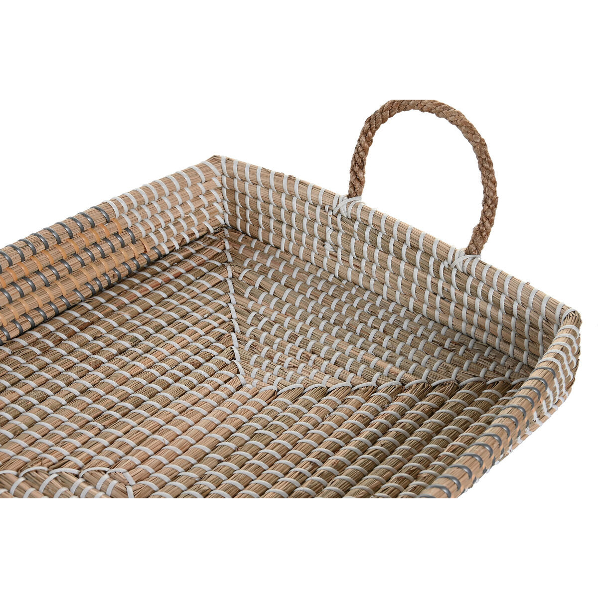 Set van trays DKD Home Decor Natuurlijk Geel Tropisch Zeegras (48 x 38 x 15 cm) (2 Stuks)