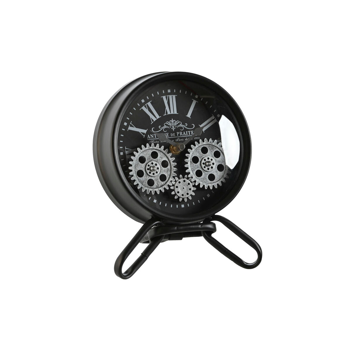 Horloge de table Home ESPRIT Noir Argenté Métal Verre 16,5 x 11 x 21 cm