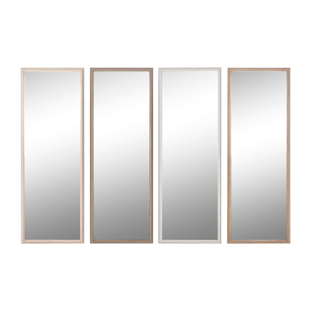 Miroir mural Home ESPRIT Blanc Marron Beige Gris Verre polystyrène 33 x 3 x 95,5 cm (4 Unités)