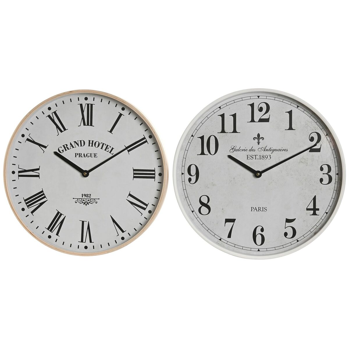 Wall Clock Home ESPRIT White Crystal MDF Wood 40 x 4,5 x 40 cm (2 Units)