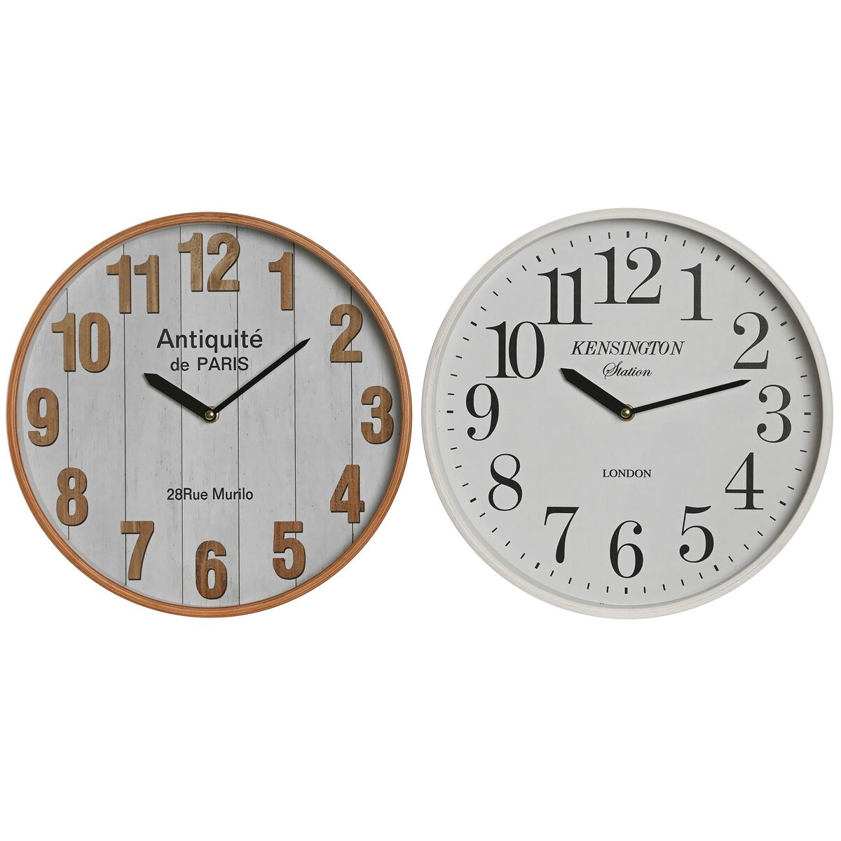 Horloge Murale Home ESPRIT Blanc Verre Bois MDF 32 x 4,5 x 32 cm (2 Unités)