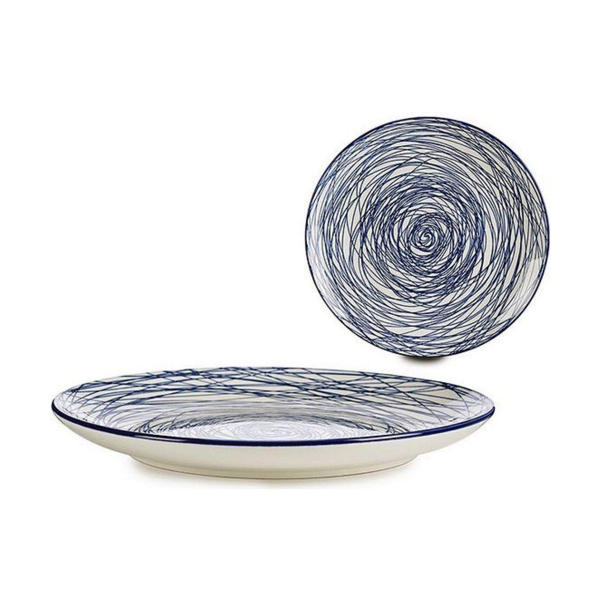 Assiette plate Rayures Porcelaine Bleu Blanc 24 x 2,8 x 24 cm