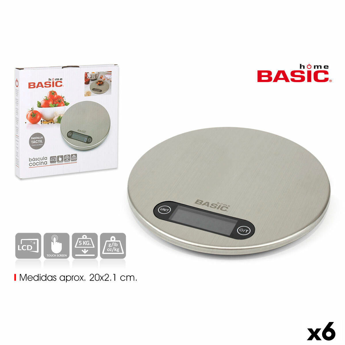 balance de cuisine numérique Basic Home Argenté 20 x 2,1 cm (6 Unités)