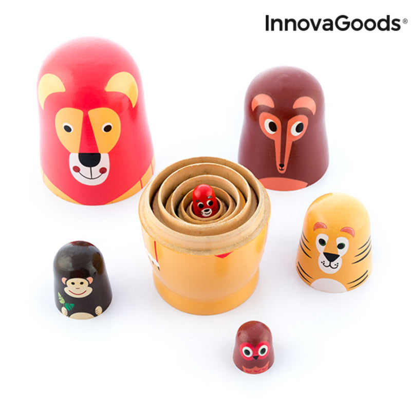 Poupée russe en bois avec figurines d'animaux Funimals InnovaGoods 11 Pièces