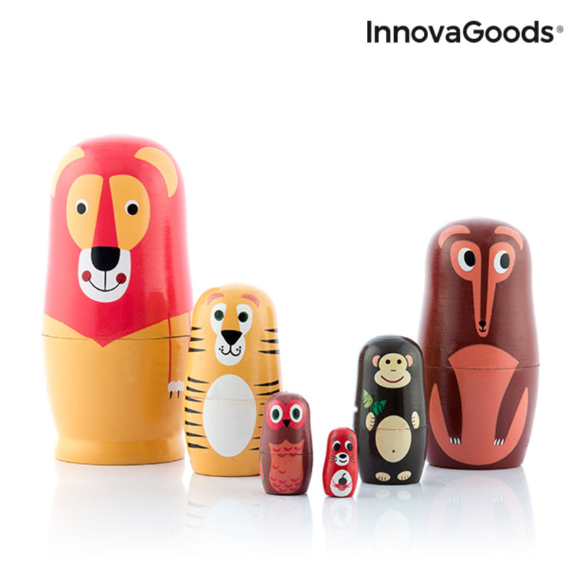 Poupée russe en bois avec figurines d'animaux Funimals InnovaGoods 11 Pièces