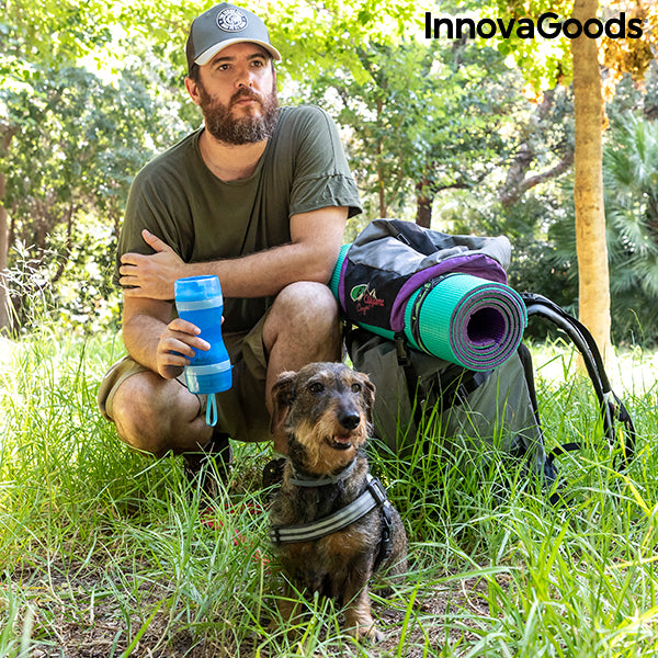 2-in-1 fles met water en voederbakken voor huisdieren Pettap InnovaGoods