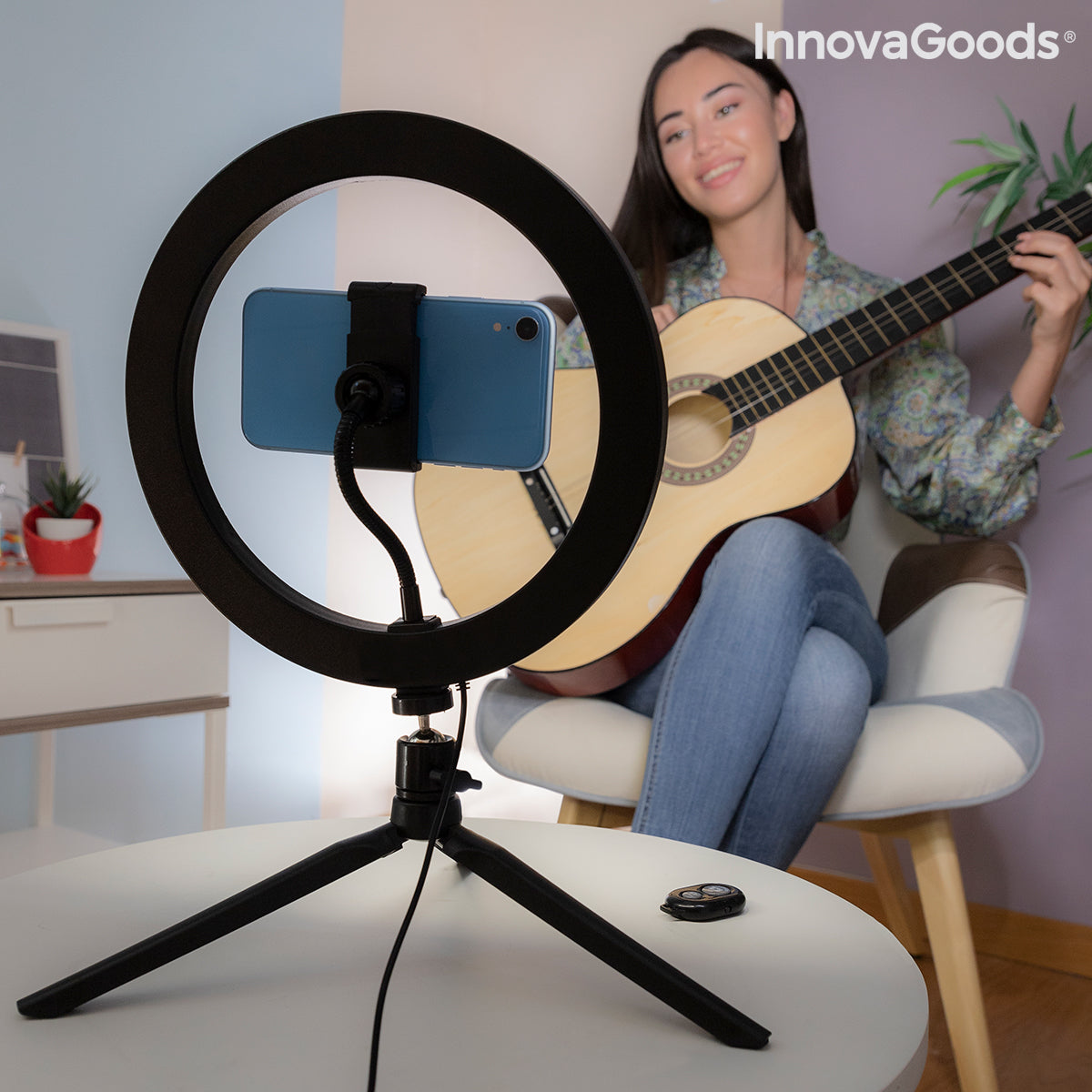 Selfie ringlamp met driepoot en afstandsbediening Youaro InnovaGoods