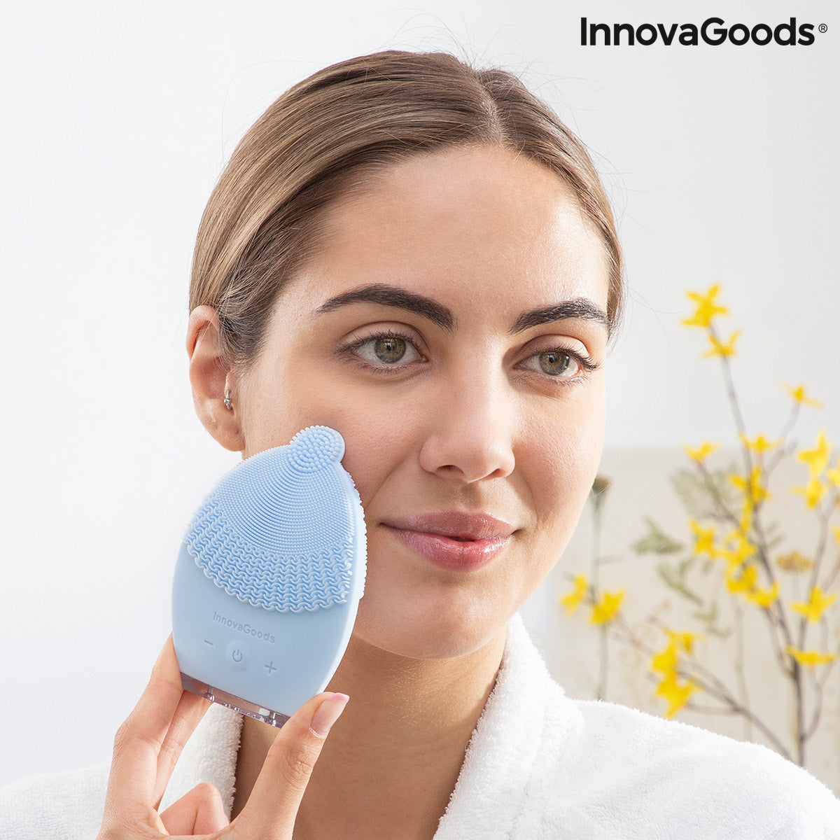 InnovaGoods® Masajeador facial Vipur avec 3 têtes interchangeables, 5 modes de massage, écran LED et étui de voyage, pour élimin