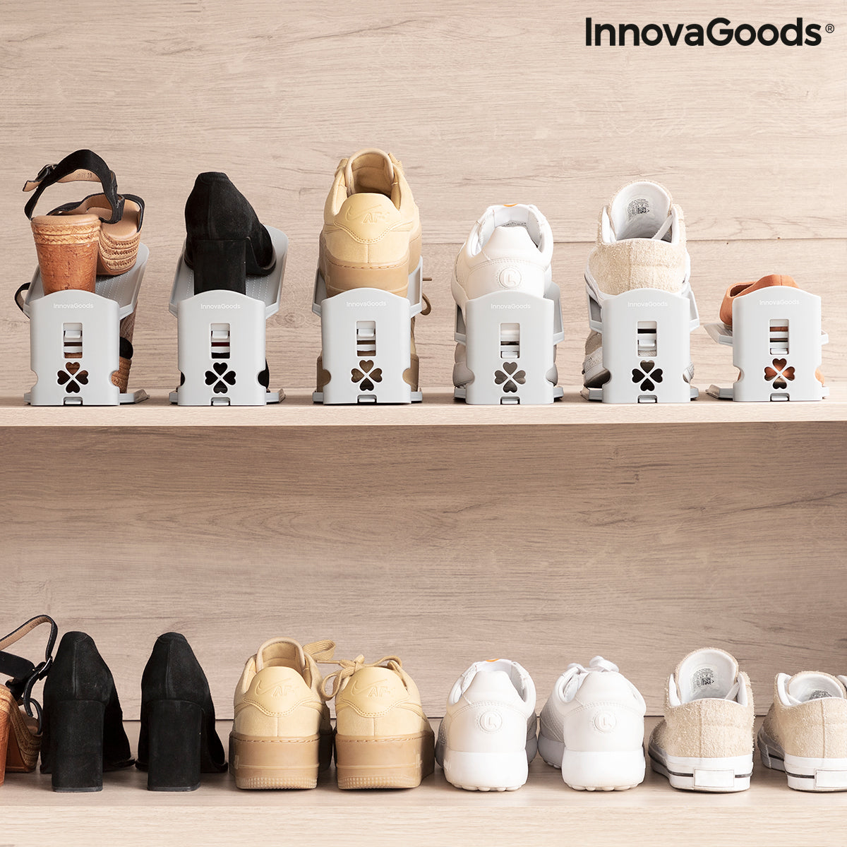 InnovaGoods® Organisateur de chaussures réglable Scholzzer (6 unités), organisez vos chaussures de manière confortable et effica