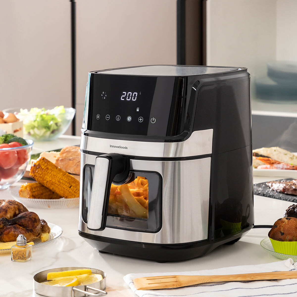 Air Fryer InnovaGoods Fryinn View 6500 Black 1700 W 6,5 L Stainless steel