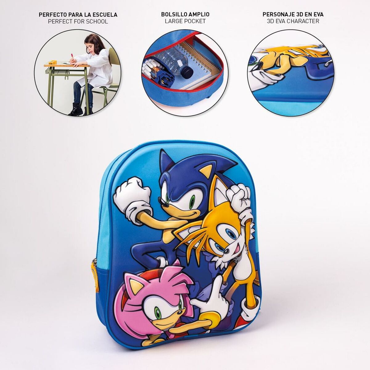 3D-schoolrugzak Sonic 25 x 31 x 9 cm Blauw