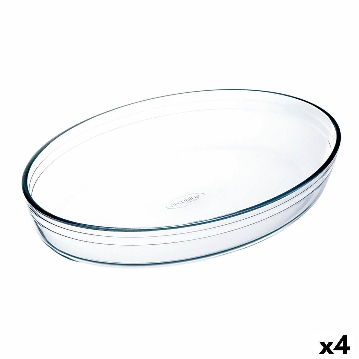 Ovenschaal Ô Cuisine   Ovaalvormig 40 x 28 x 7 cm Transparant Glas (4 Stuks)