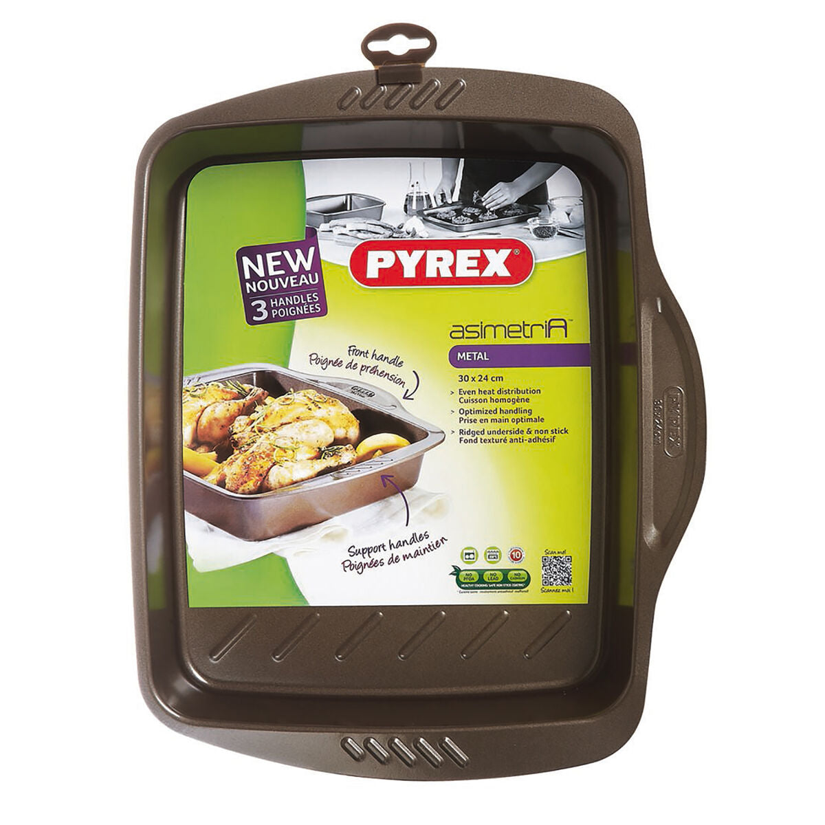 Plat de Four Pyrex Asimetria Rectangulaire Métal 30 x 24 cm (6 Unités)