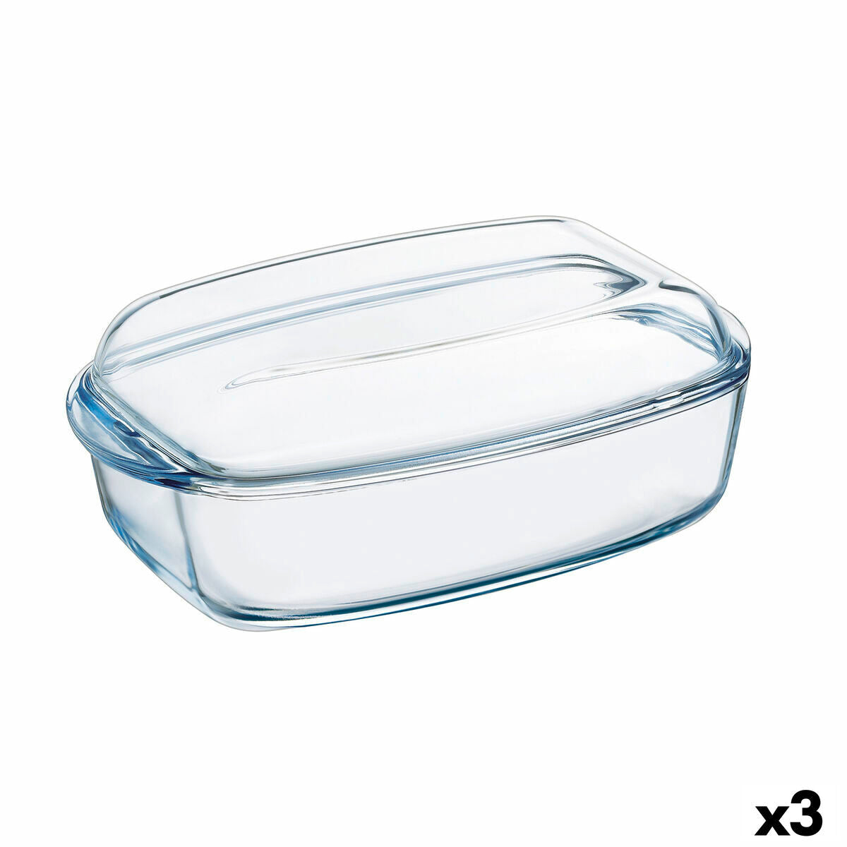 Plat à Gratin Pyrex Classic Avec couvercle 4,5 L 38 x 22 x 11 cm Transparent verre (3 Unités)