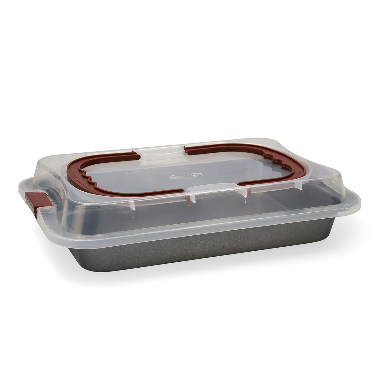 Oven Mould Quid Sweet Grey Met deksel Zwart Metaal 36 x 23 x 4,5 cm (4 Stuks)