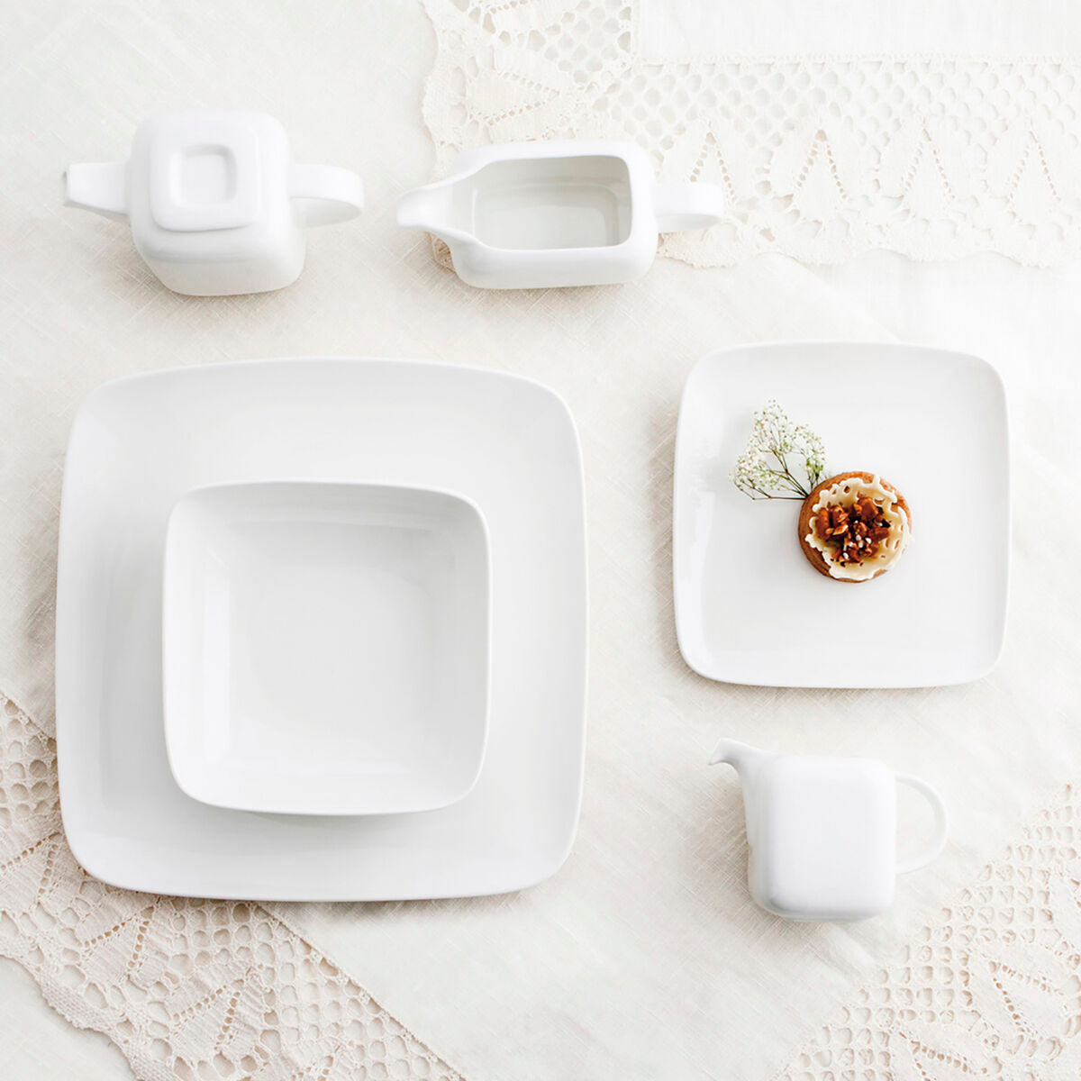 Dessert dish Ariane Vita Squared Ceramic White (20 x 17 cm) (12 Units)