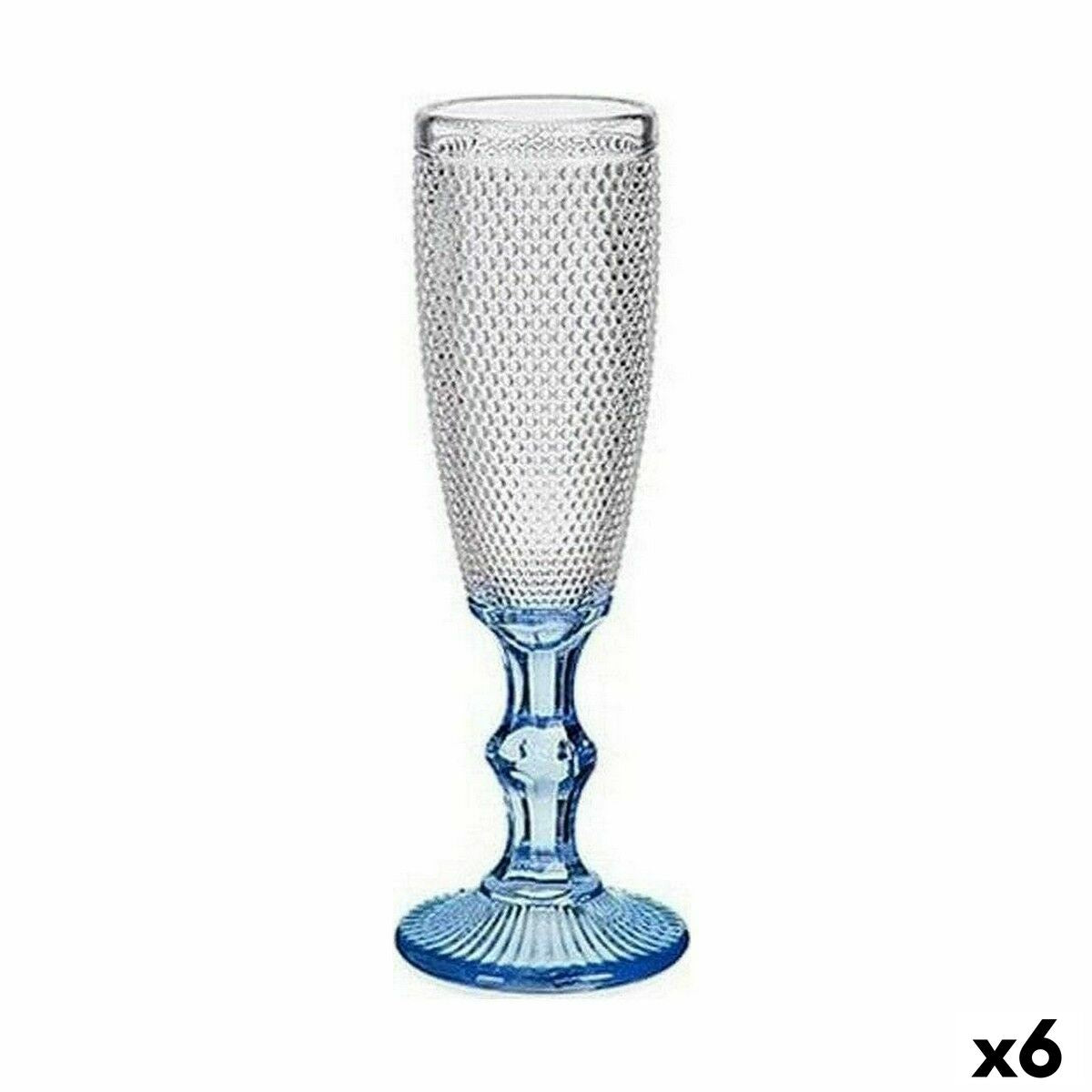 Champagneglas Punten Blauw Transparant Glas 6 Stuks (180 ml)