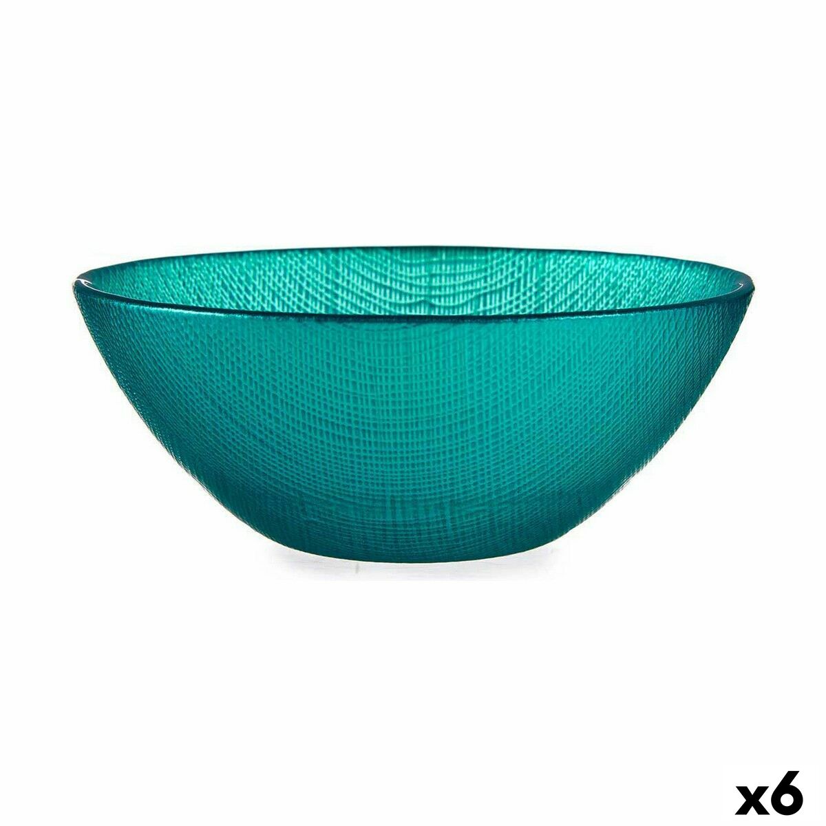 Bowl Ø 15 cm Turquoise Glass (6 Units)