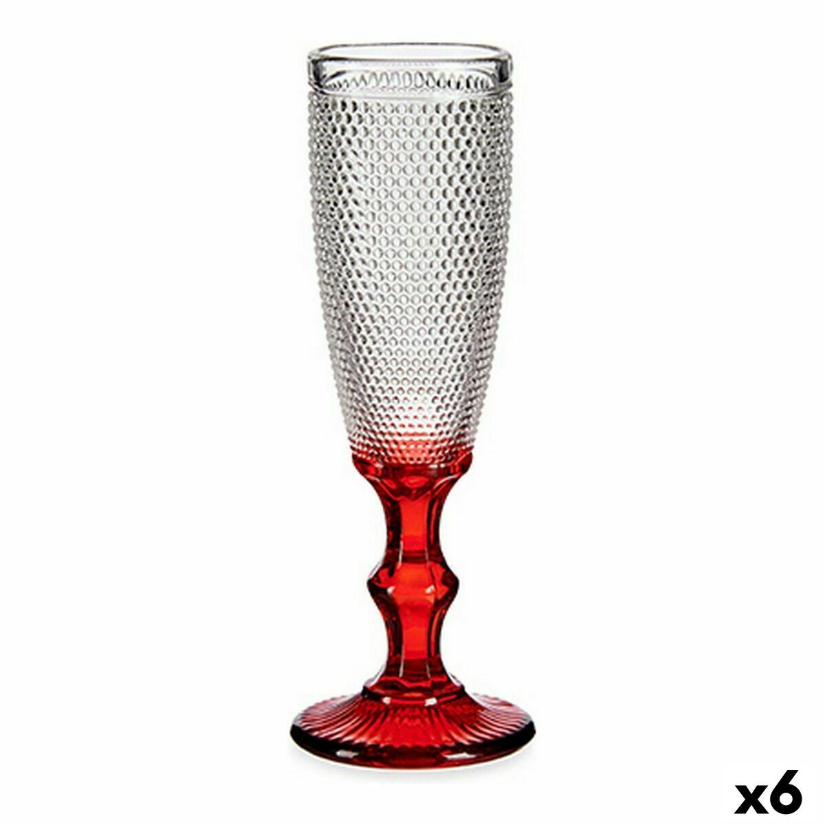 Champagneglas Rood Transparant Punten Glas 6 Stuks (180 ml)