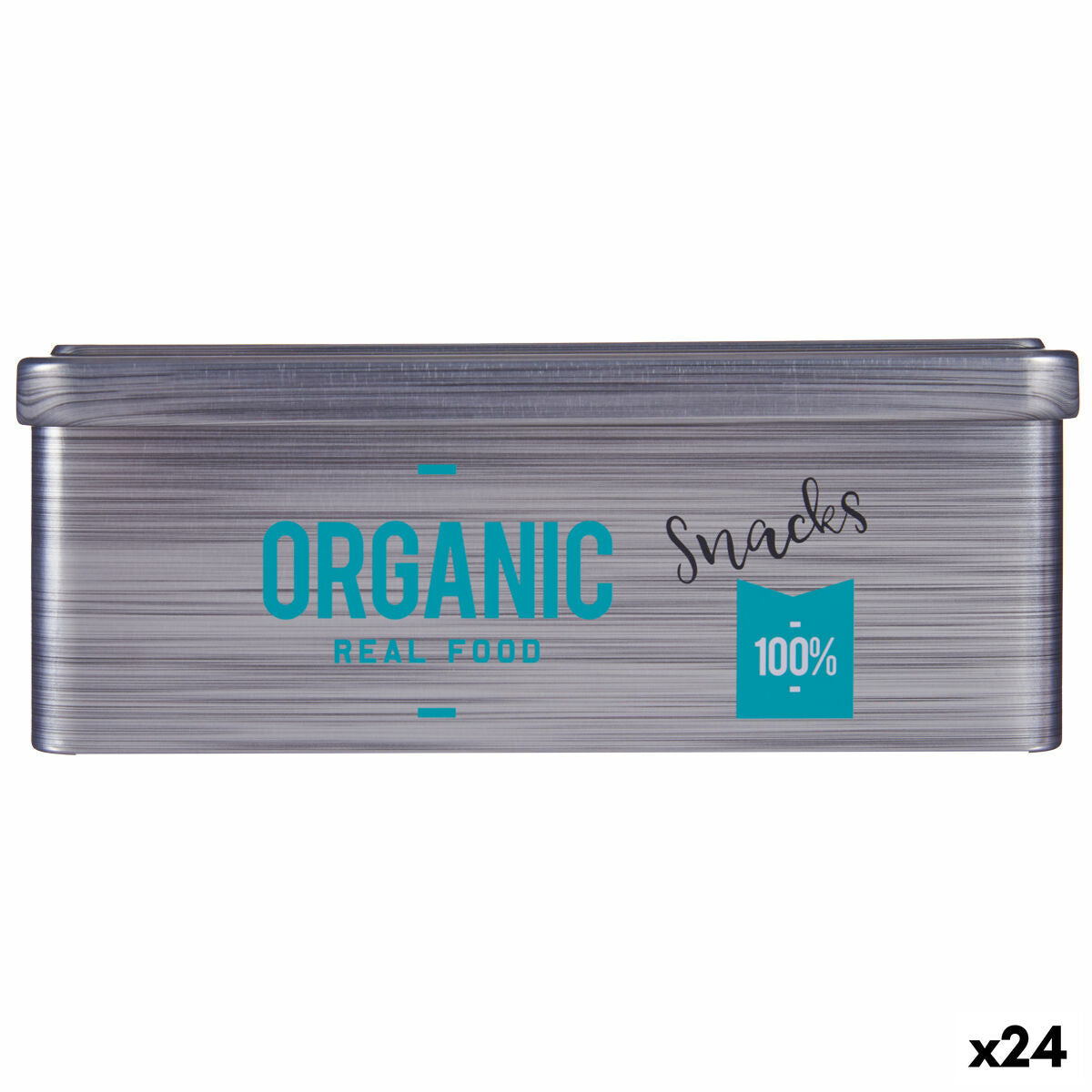 Tin Organic Snacks Grijs Blik (11 x 7,1 x 18 cm) (24 Stuks)