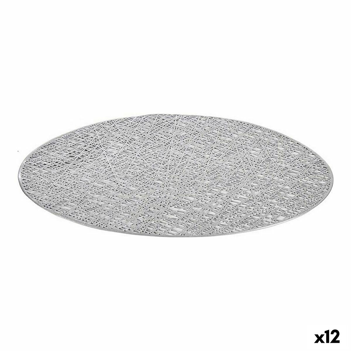 Placemat Zilverkleurig Plastic Ø 38 cm (12 Stuks)