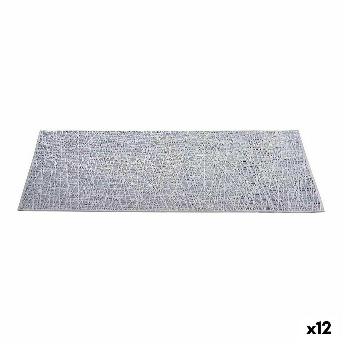 Placemat 45 x 0,01 x 30 cm Zilverkleurig Plastic (12 Stuks)